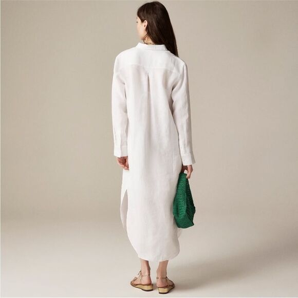 NWT J CREW Tunic shirt-dress in linen in white - Picture 5 of 9